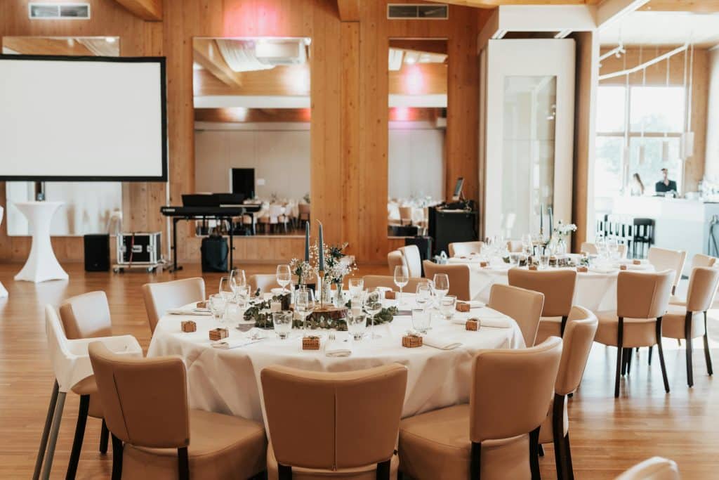 room prepped for a corporate event