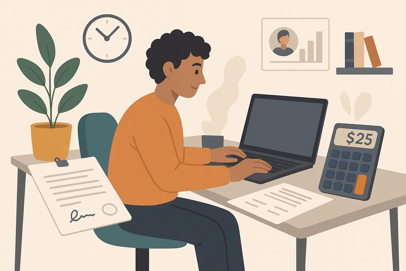 Freelance project manager working remotely