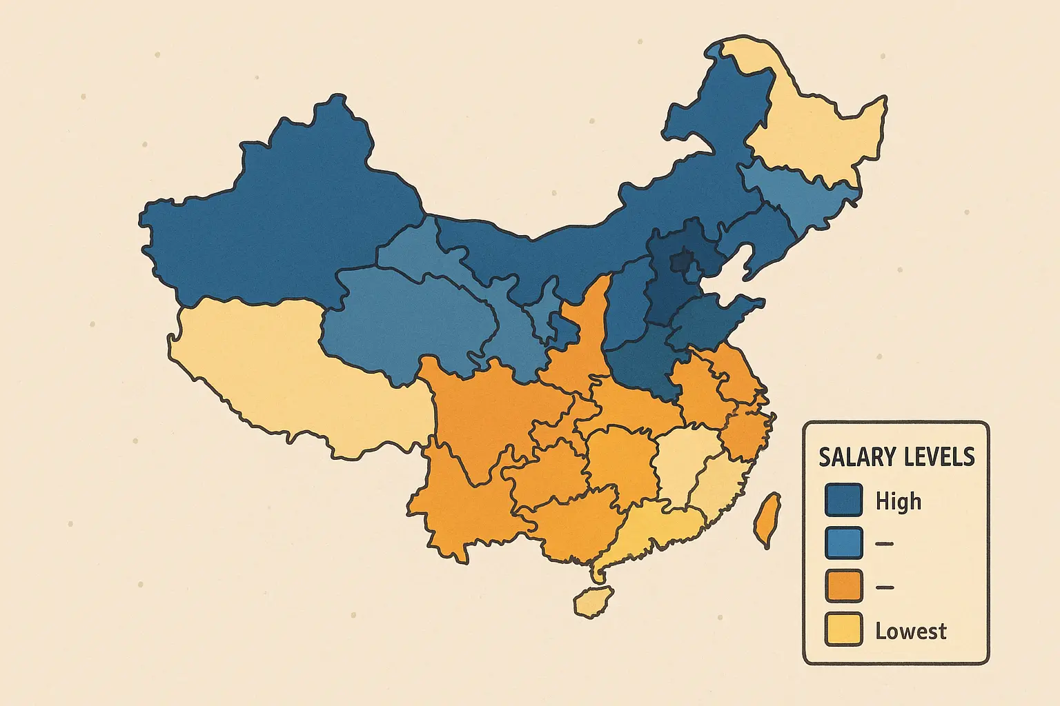 China geographic salary differences map