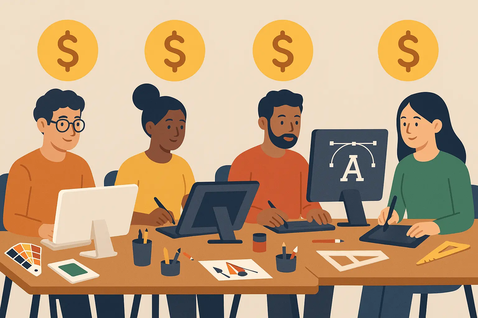 Graphic designer working on salary negotiation strategies