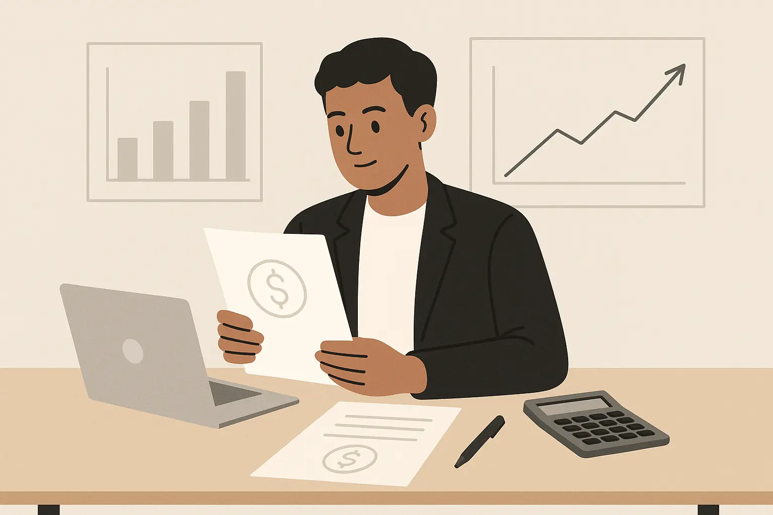 Financial analyst reviewing compensation packages