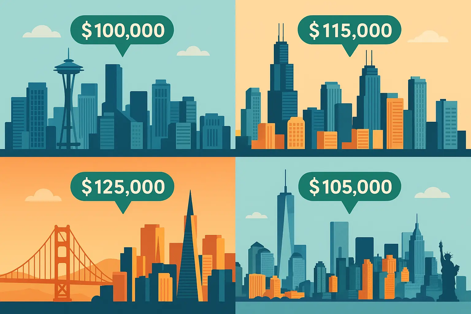 Geographic salary comparison map for project managers