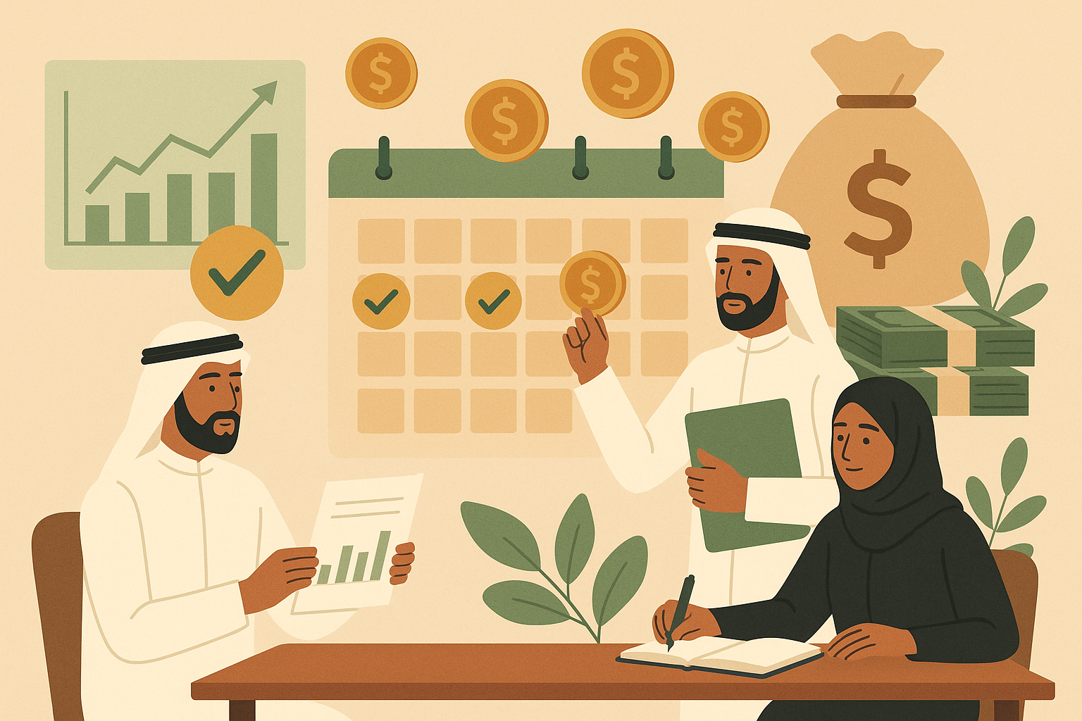 Monthly cash flow patterns for Saudi Arabia salaries