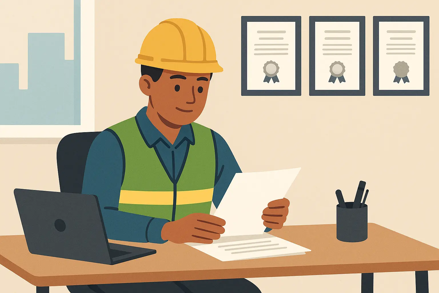 Entry-level safety officers training at construction site