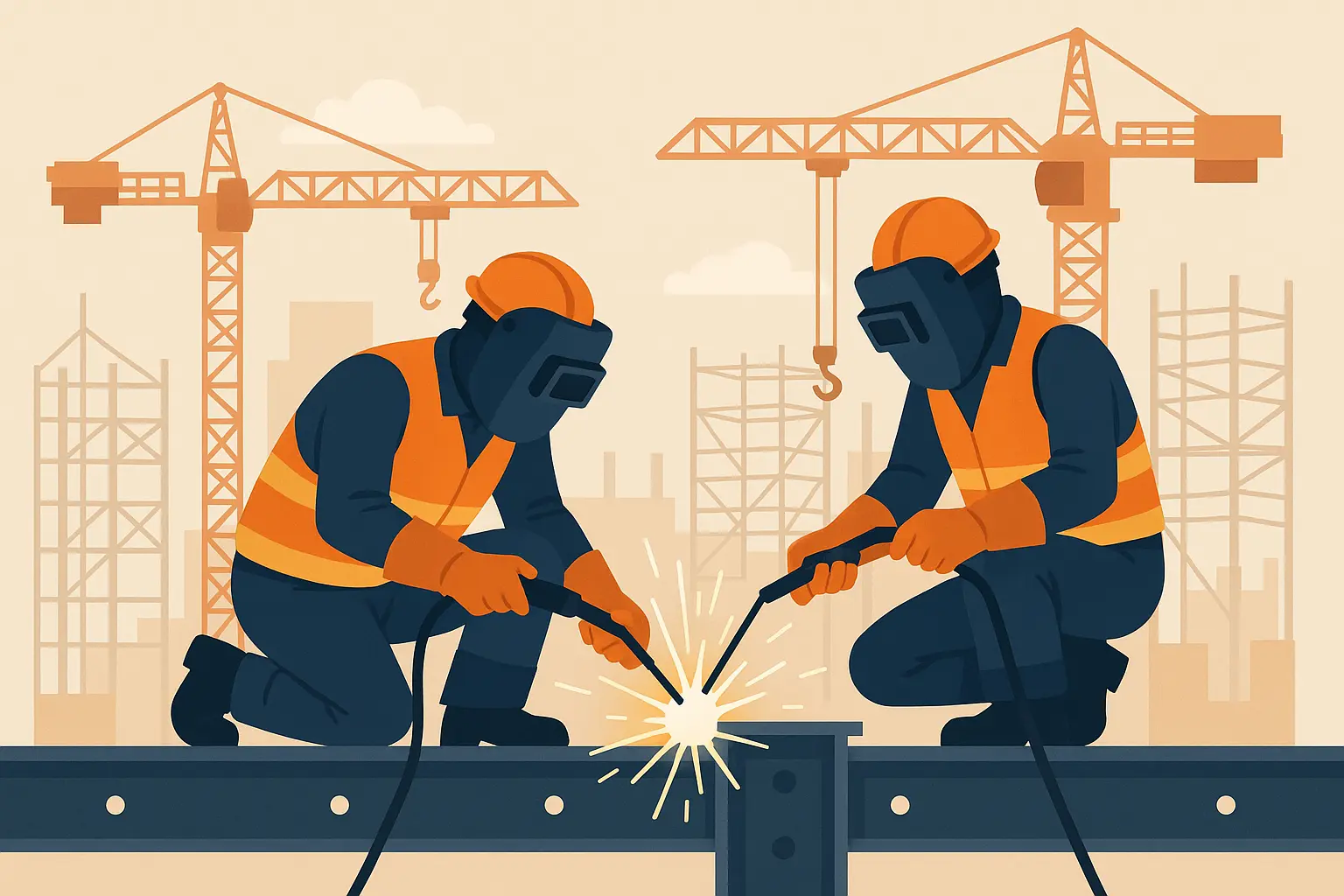 Construction welder on job site