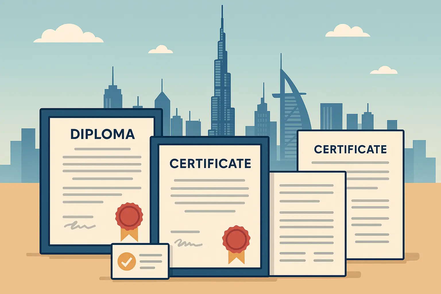 Professional documents and credentials organized for career applications