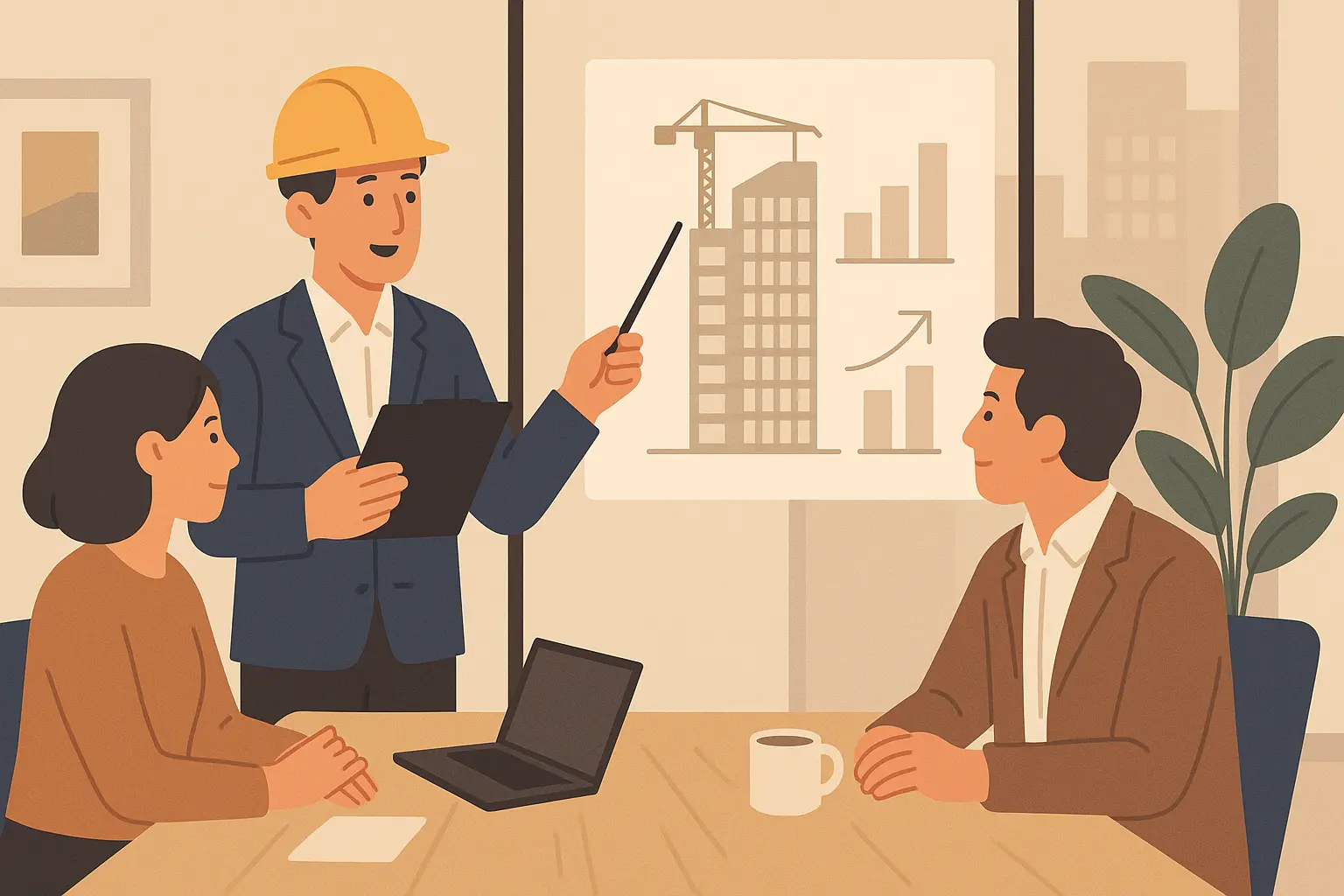 Independent construction management consultant at work