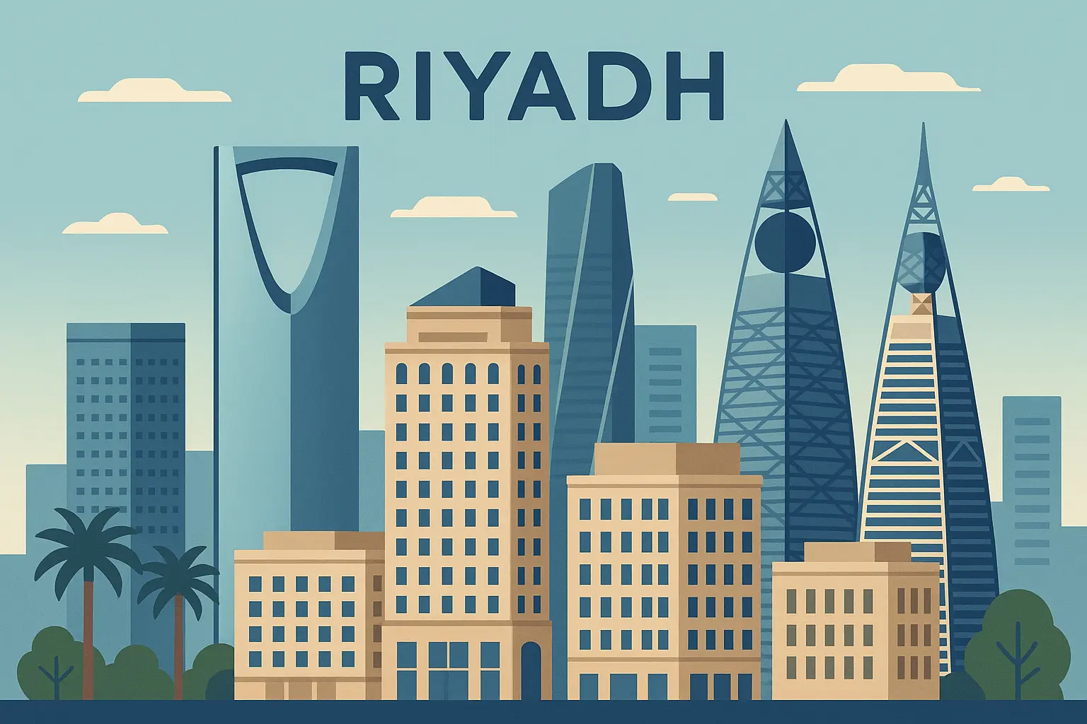 Riyadh skyline with luxury hotels