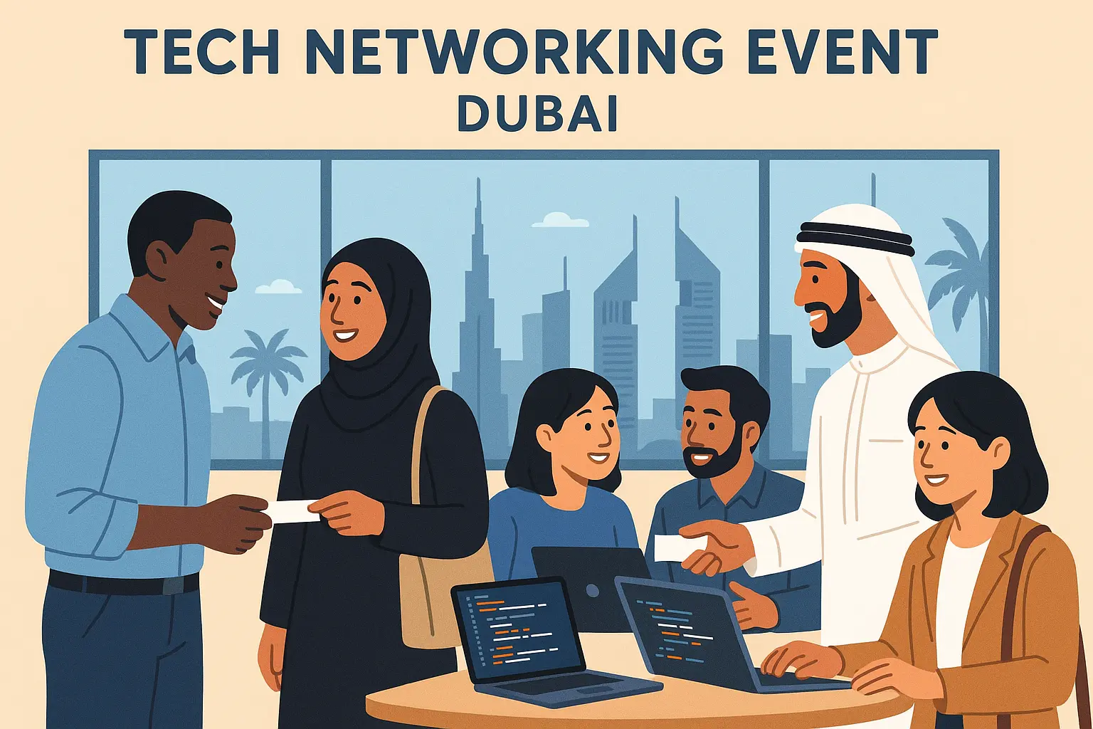 Tech networking event in Dubai with professionals connecting