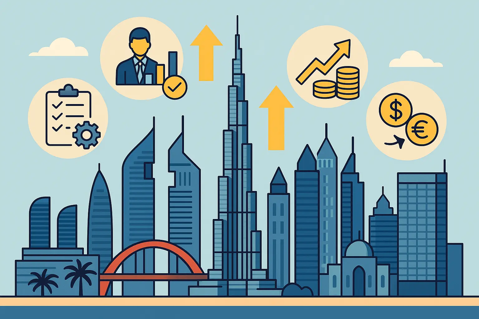 Dubai skyline showing business district