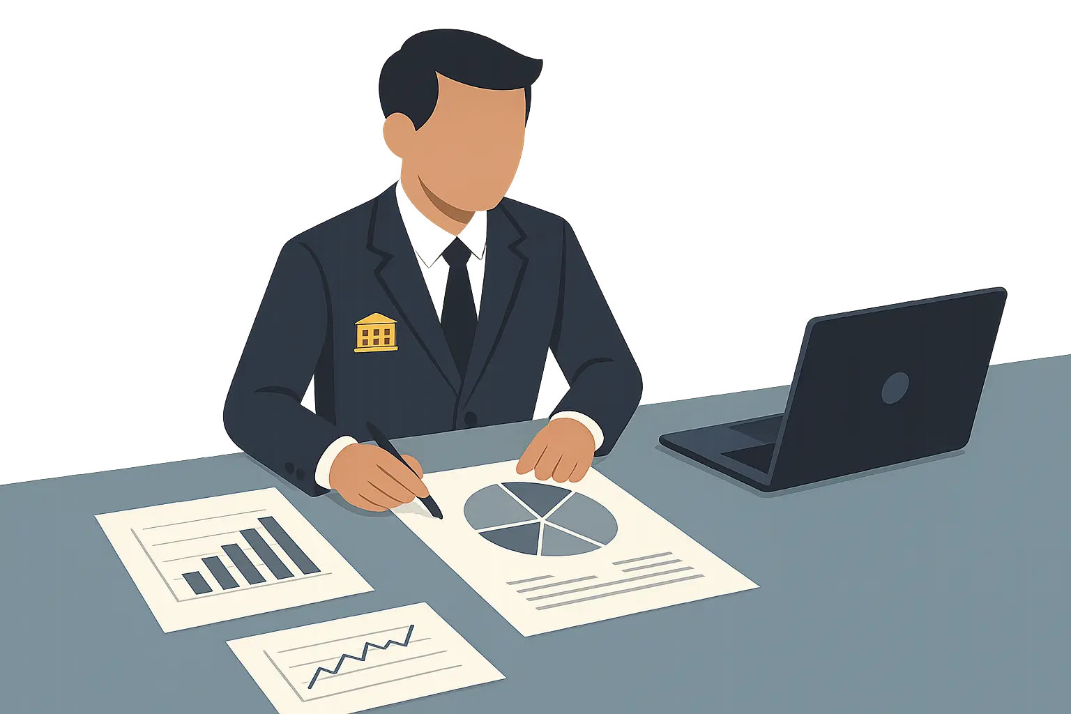 Hotel manager reviewing financial reports