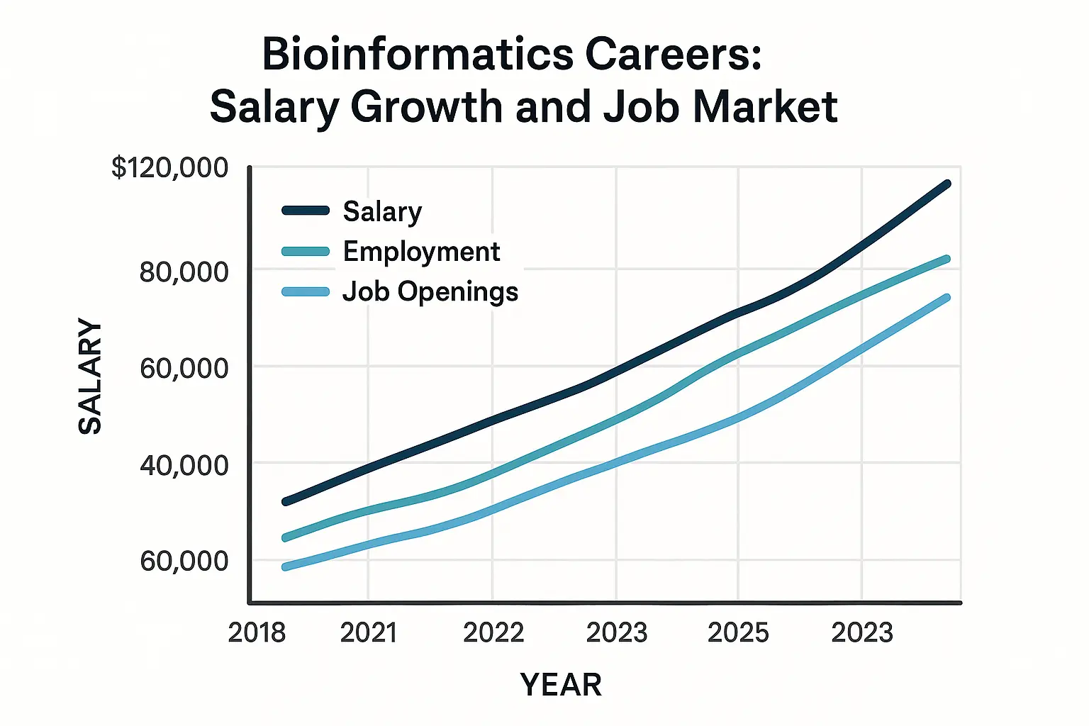 Bioinformatics market growth indicators chart